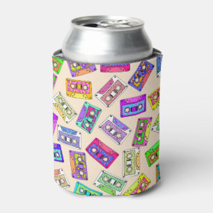 Retro 80's 90's Neon Patterned Cassette Tapes Can Cooler