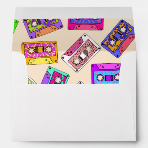 Retro 80s 90s Neon Patterned Cassette Tapes Envelope