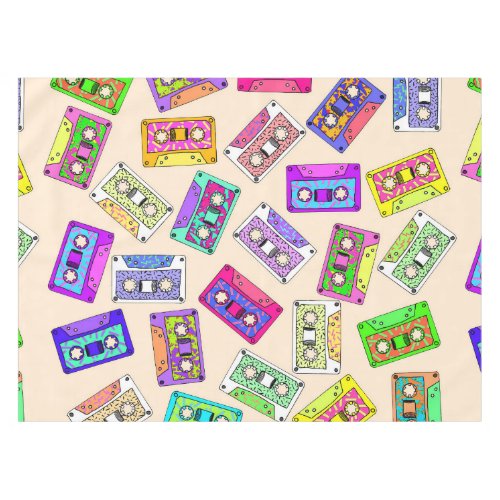 Retro 80s 90s Neon Patterned Cassette Tapes Tablecloth