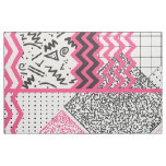 Retro 80&#39;s 90&#39;s Neon Pink Black White Scribbles Fabric
