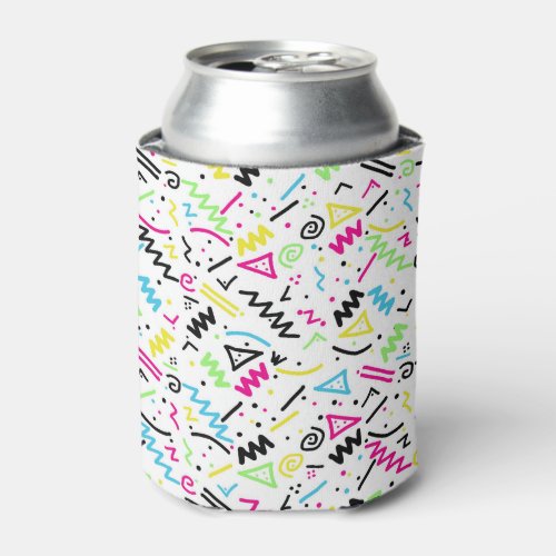 Retro 80s 90s Neon Pink Green Blue Yellow Doodle Can Cooler