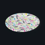 Retro 80's 90's Neon Pink Green Blue Yellow Doodle Paper Plates<br><div class="desc">This cool and retro 80's and 90's neon pink, green, blue, yellow, and black scribbled doodle sketch pattern is perfect for the trendy and stylish individual. Its fun and playful print is great for many occasions and gifts; for yourself, your friends, or your family. Enjoy this bold and bright print...</div>
