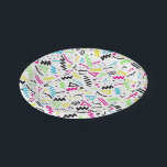 Retro 80's 90's Neon Pink Green Blue Yellow Doodle Paper Plates<br><div class="desc">This cool and retro 80's and 90's neon pink, green, blue, yellow, and black scribbled doodle sketch pattern is perfect for the trendy and stylish individual. Its fun and playful print is great for many occasions and gifts; for yourself, your friends, or your family. Enjoy this bold and bright print...</div>