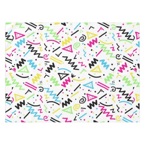 Retro 80s 90s Neon Pink Green Blue Yellow Doodle Tablecloth