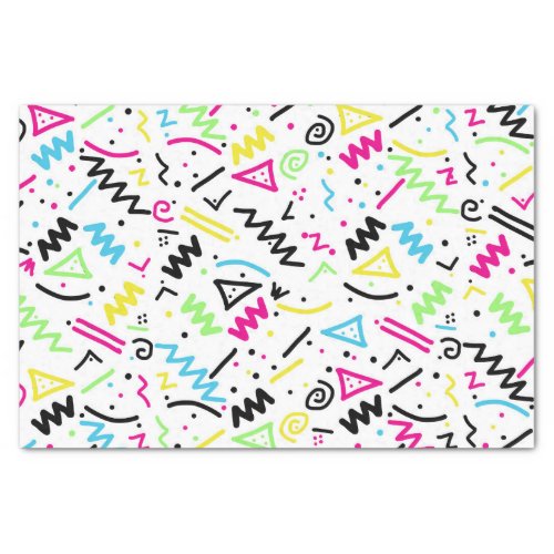 Retro 80s 90s Neon Pink Green Blue Yellow Doodle Tissue Paper