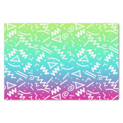 Retro 80s 90s Neon Rainbow Sketched Doodle Tissue Paper