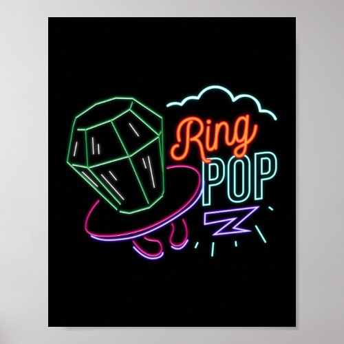 Retro 80s 90s Neon Ring Pop Candy Poster