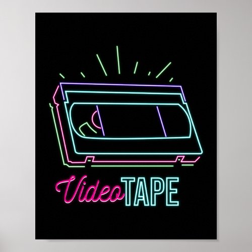 Retro 80s 90s Neon Video Tape Vhs Poster
