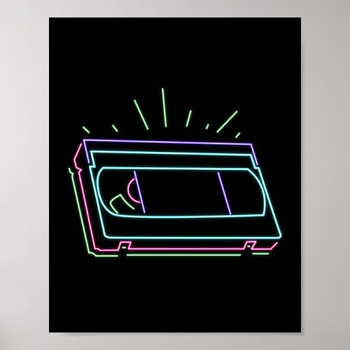 Retro 80s 90s Neon Video Tape Vhs Poster