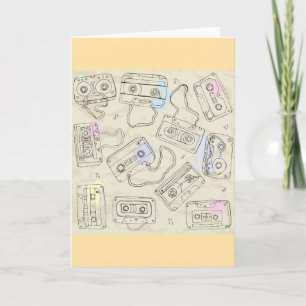 Retro 80s 90s Nostalgic Cassette Mix Tape Pattern Card