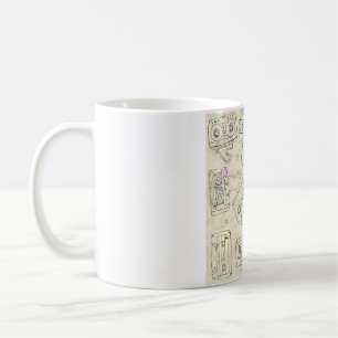 Retro 80s 90s Nostalgic Cassette Mix Tape Pattern Coffee Mug