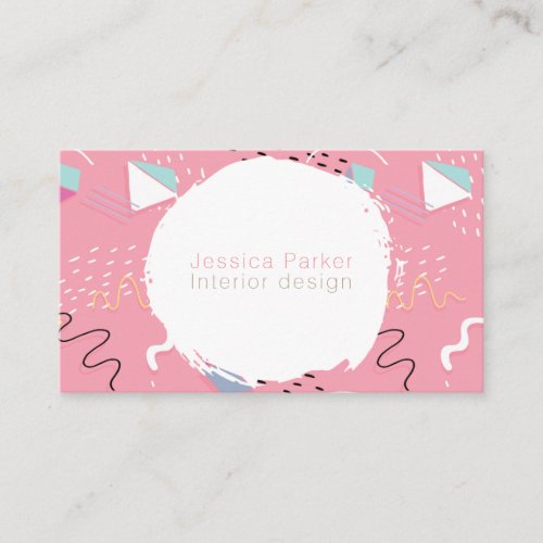 Retro 80s 90s Pink Sketched Doodle Shapes Business Card