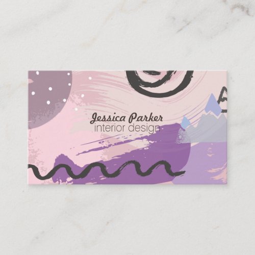 Retro 80s 90s Purple Sketched Doodle Shapes Business Card