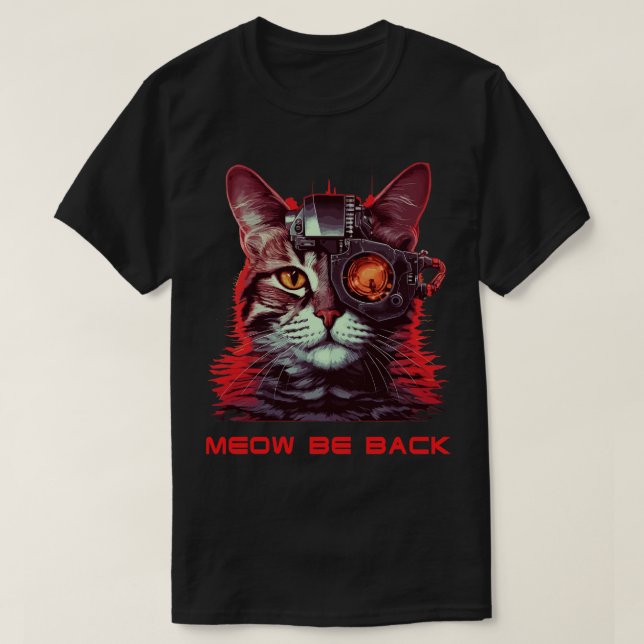 Retro 80s 90s Robot Cat T-Shirt (Design Front)