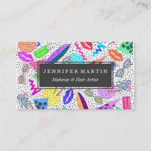 Retro 80's 90's Summer Beach Collage Pattern Business Card