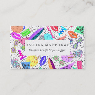 Retro 80's 90's Summer Beach Collage Pattern Business Card