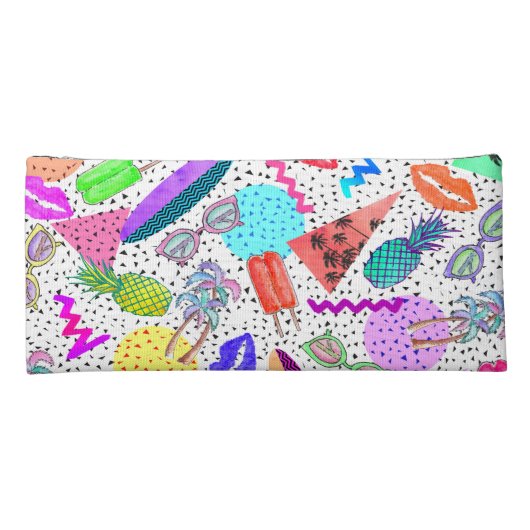 Retro 80's 90's Summer Beach Collage Pattern Pencil Case (Back)