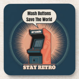 Retro 80s Arcade Gaming Nerdy Humor Beverage Coaster