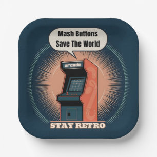 Retro 80s Arcade Gaming Nerdy Humor Paper Plates