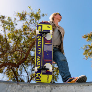 Retro 80s Audio Cassette Tape Skateboard Deck