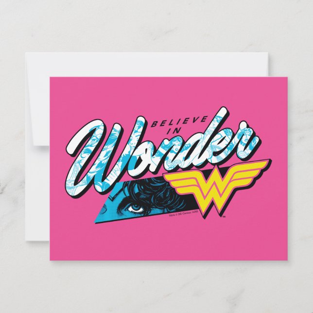 Retro 80's "Believe In Wonder" Graphic Note Card (Front)