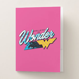 Retro 80's "Believe In Wonder" Graphic Pocket Folder