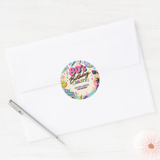 Retro 80s Birthday Classic Round Sticker