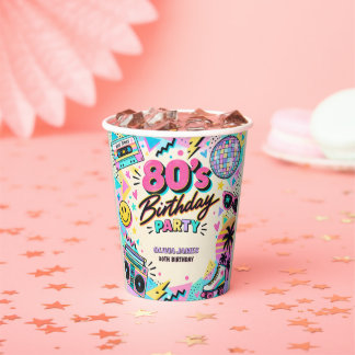Retro 80s Birthday Paper Cups