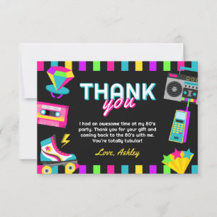 Retro 80's Birthday Party Thank You Card