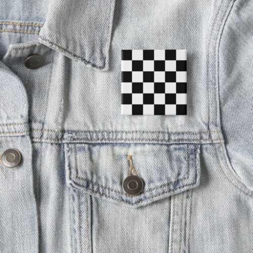 Retro 80s Black and White Checkered Pattern Button