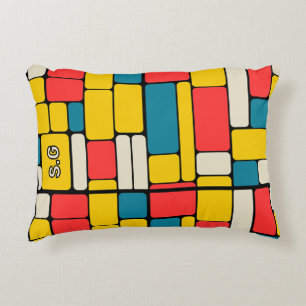 Retro 80s bold geometric modern bright accent pillow
