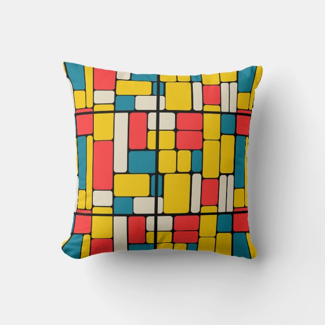 Retro 80s bold geometric modern bright throw pillow (Front)