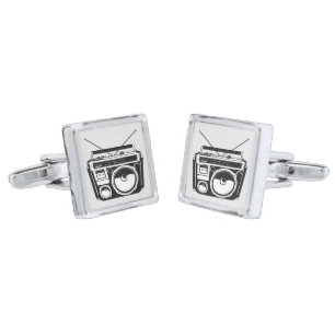 Retro 80s Boombox Grey Cufflinks