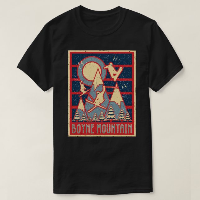 Retro 80s Boyne Mountain Ski Adventure T-Shirt (Design Front)