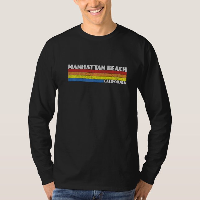 Retro 80s California CA Souvenir Manhattan Beach   T-Shirt (Front)