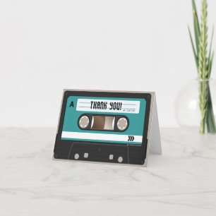 Retro 80s Cassette Mixtape Personalized Letterpress Thank You Card