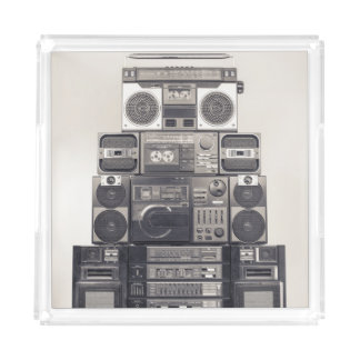 Retro 80s Cassette Recorders Pattern. Acrylic Tray