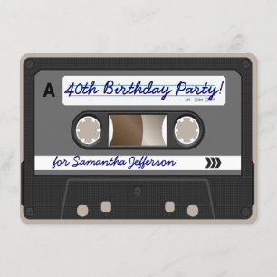 Retro 80s Cassette Tape 40th Birthday Invitation