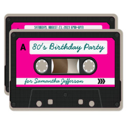 Retro 80s Cassette Tape Birthday Party Invitation
