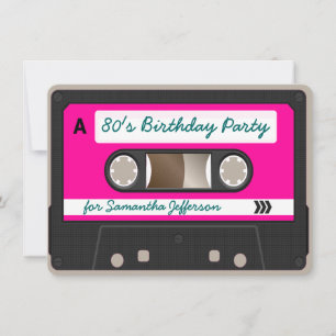 Retro 80s Cassette Tape Birthday Party Invitation