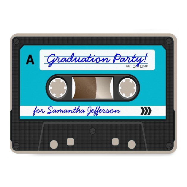 Retro 80's Cassette Tape Graduation Party Card (front side)