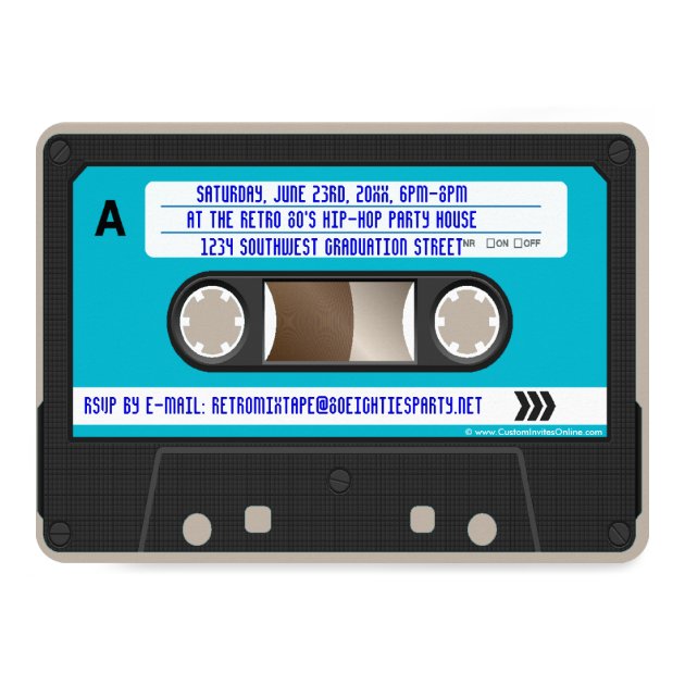 Retro 80's Cassette Tape Graduation Party Card