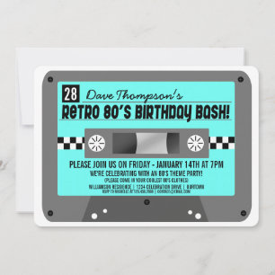 Retro 80's Cassette Tape Party Invitations