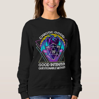 Retro 80s Chaotic Good Alignment  Dragon D20 Gamer Sweatshirt