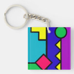 Retro 80s Color Block Keychain