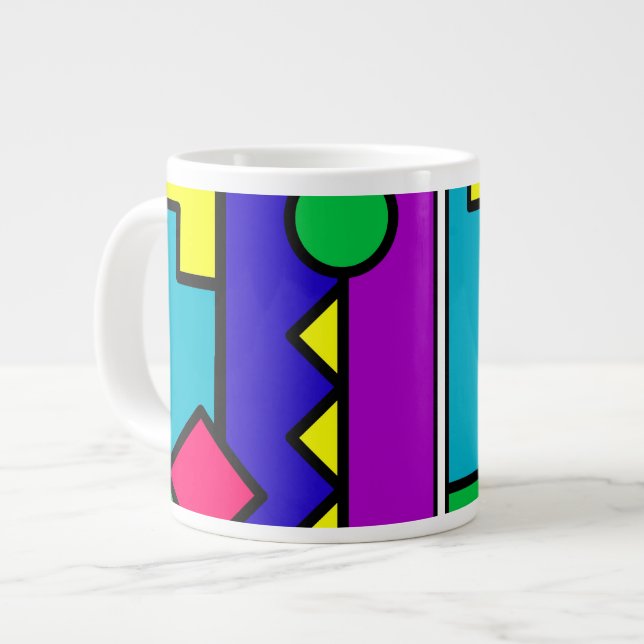 Retro 80s Color Block Large Coffee Mug (Front Left)
