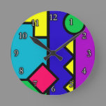 Retro 80s Color Block Round Clock