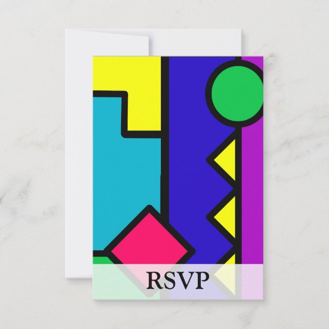 Retro 80s Color Block RSVP Card (Front)