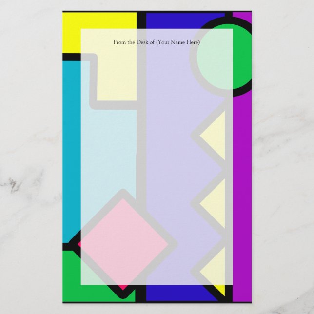 Retro 80s Color Block Stationery (Front)