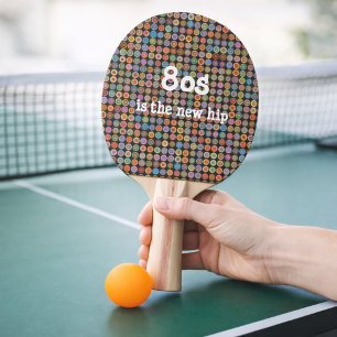 Retro 80s Colorful Playful Funky Circle Pattern Ping Pong Paddle